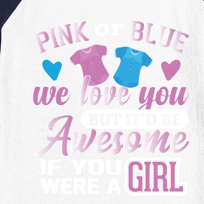 Pink Or Blue We Love You Gender Reveal Cute Gift Baseball Sleeve Shirt