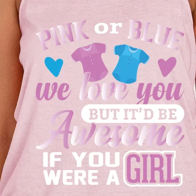 Pink Or Blue We Love You Gender Reveal Cute Gift Women's Knotted Racerback Tank