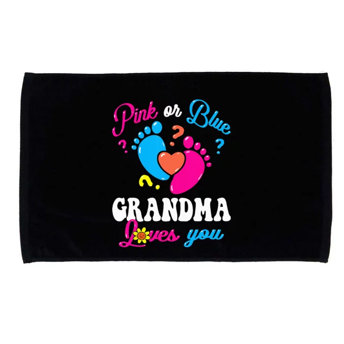 Pink Or Blue Grandma Loves You Baby Gender Reveal Party Microfiber Hand Towel