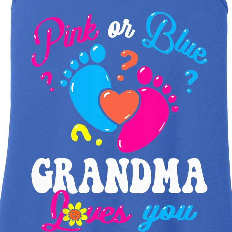 Pink Or Blue Grandma Loves You Baby Gender Reveal Party Ladies Essential Tank