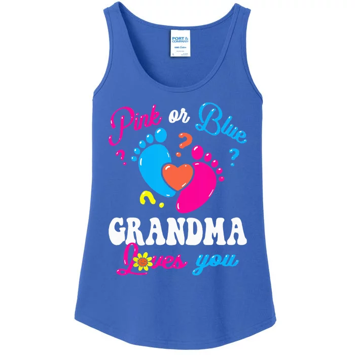 Pink Or Blue Grandma Loves You Baby Gender Reveal Party Ladies Essential Tank