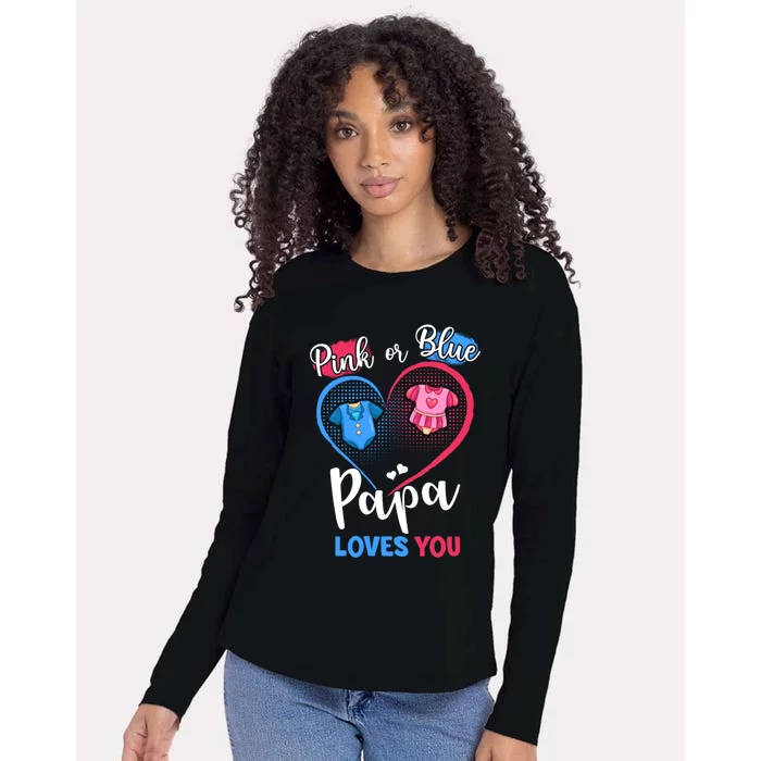 Pink Or Blue Papa Loves You Pregnancy Gender Reveal Dad Meaningful Gift Womens Cotton Relaxed Long Sleeve T-Shirt