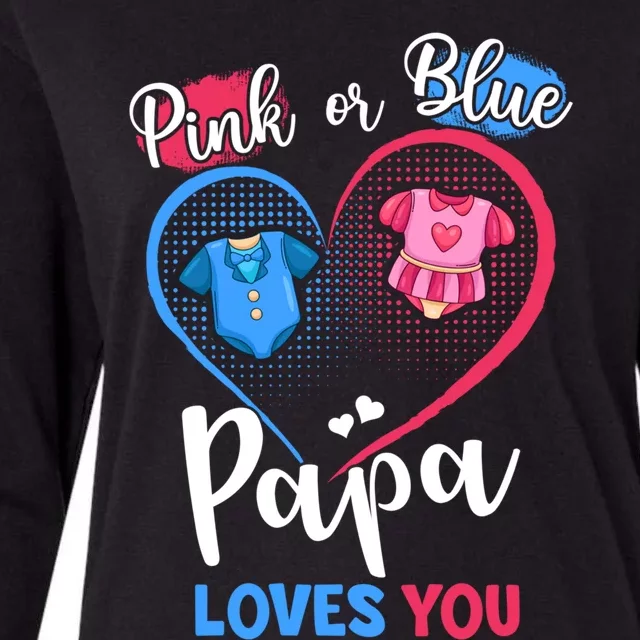 Pink Or Blue Papa Loves You Pregnancy Gender Reveal Dad Meaningful Gift Womens Cotton Relaxed Long Sleeve T-Shirt