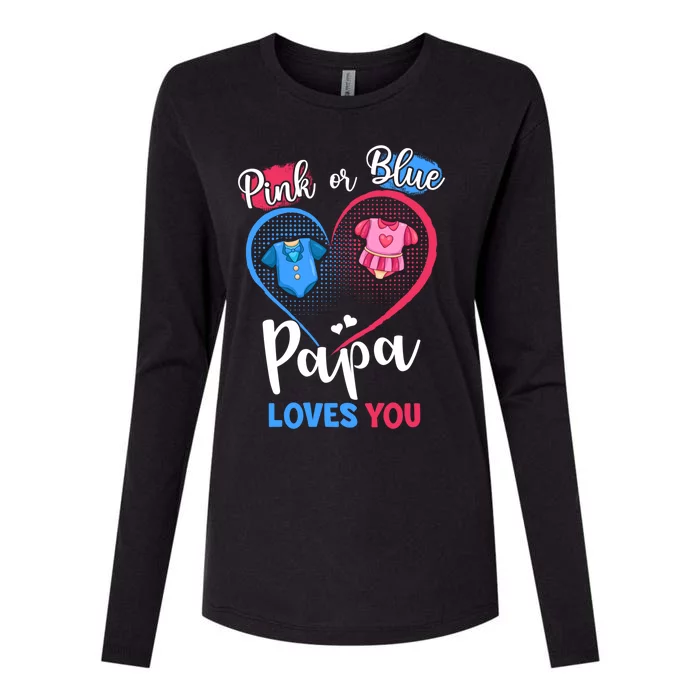 Pink Or Blue Papa Loves You Pregnancy Gender Reveal Dad Meaningful Gift Womens Cotton Relaxed Long Sleeve T-Shirt