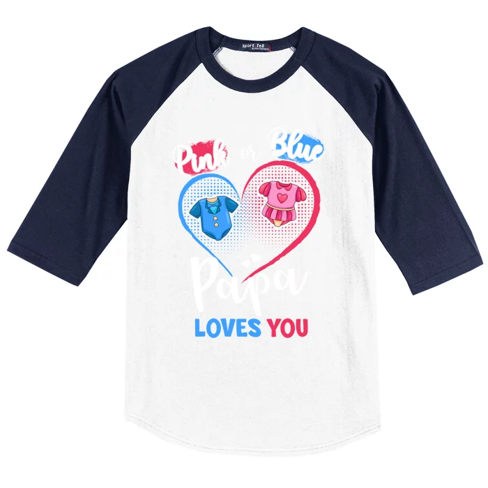 Pink Or Blue Papa Loves You Pregnancy Gender Reveal Dad Meaningful Gift Baseball Sleeve Shirt