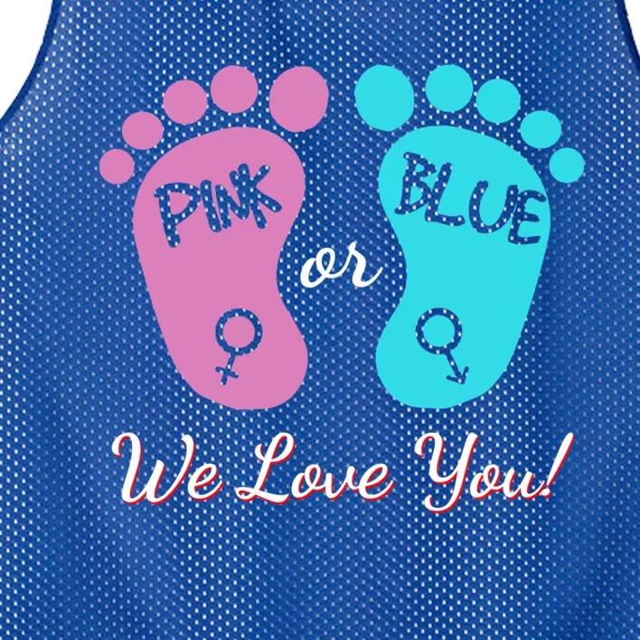 Pink Or Blue We Love You Gender Reveal Great Gift Mesh Reversible Basketball Jersey Tank