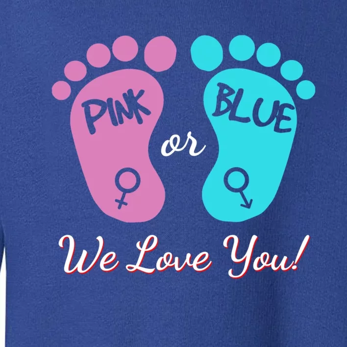 Pink Or Blue We Love You Gender Reveal Great Gift Toddler Sweatshirt