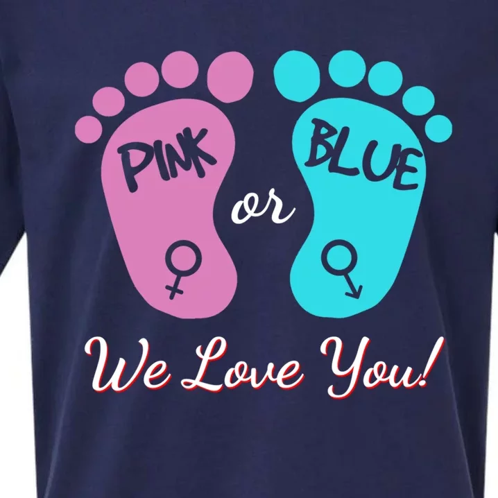 Pink Or Blue We Love You Gender Reveal Great Gift Sueded Cloud Jersey T-Shirt