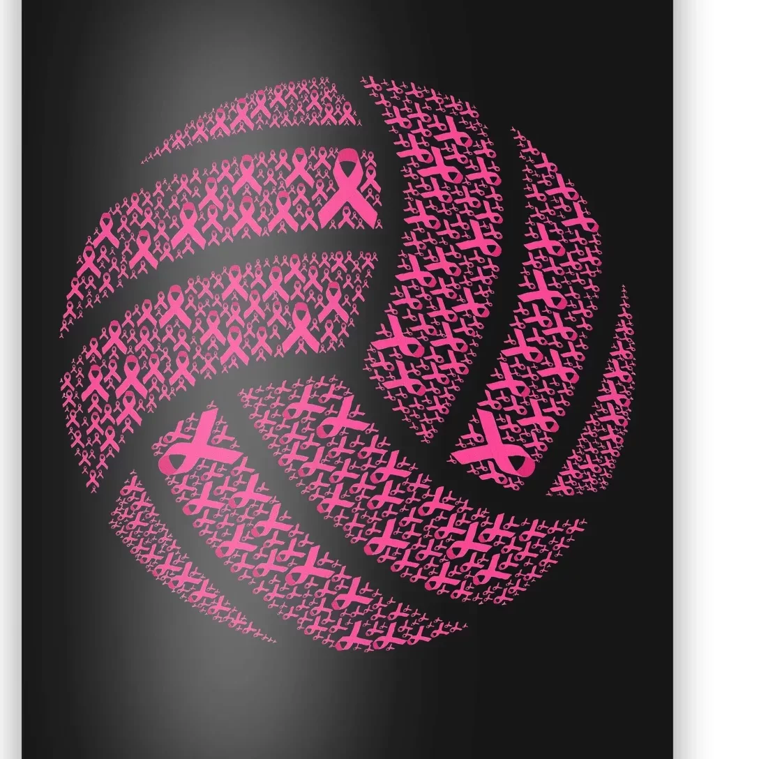 Pink Out Breast Cancer Awareness Pink Ribbon Volleyball Ball Poster