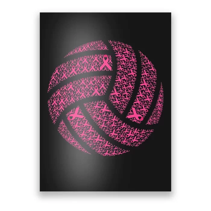 Pink Out Breast Cancer Awareness Pink Ribbon Volleyball Ball Poster