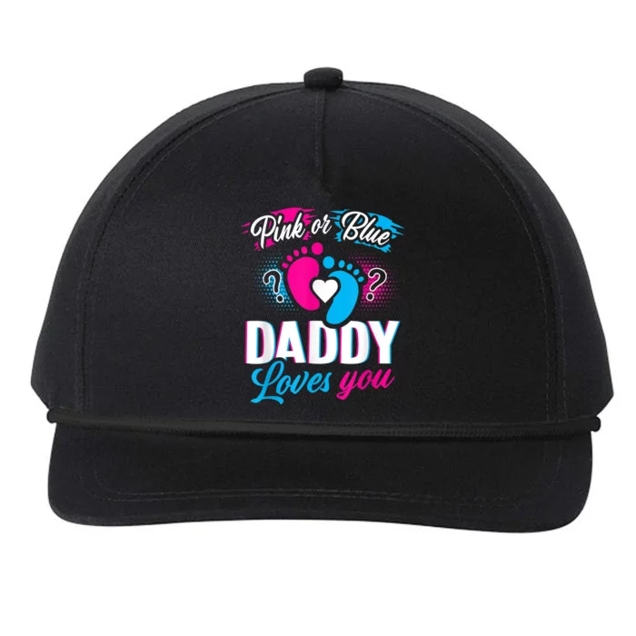 Pink Or Blue Daddy Loves You  Gender Reveal Baby Gift Snapback Five-Panel Rope Hat