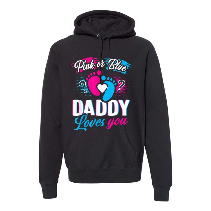 Pink Or Blue Daddy Loves You  Gender Reveal Baby Gift Premium Hoodie