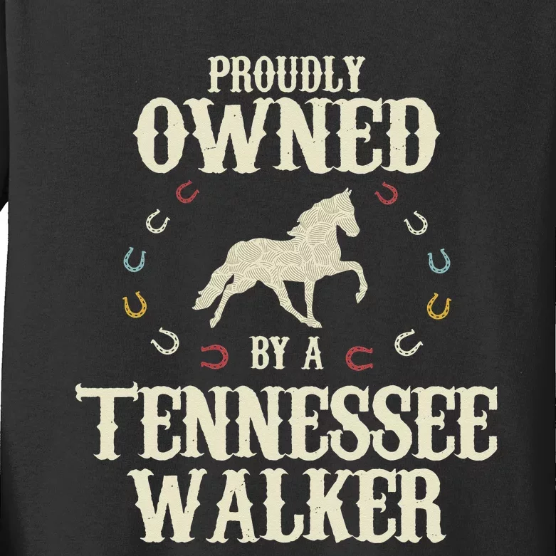 Proudly Owned By A Horse Father Mother Tennessee Walker Kids Long Sleeve Shirt