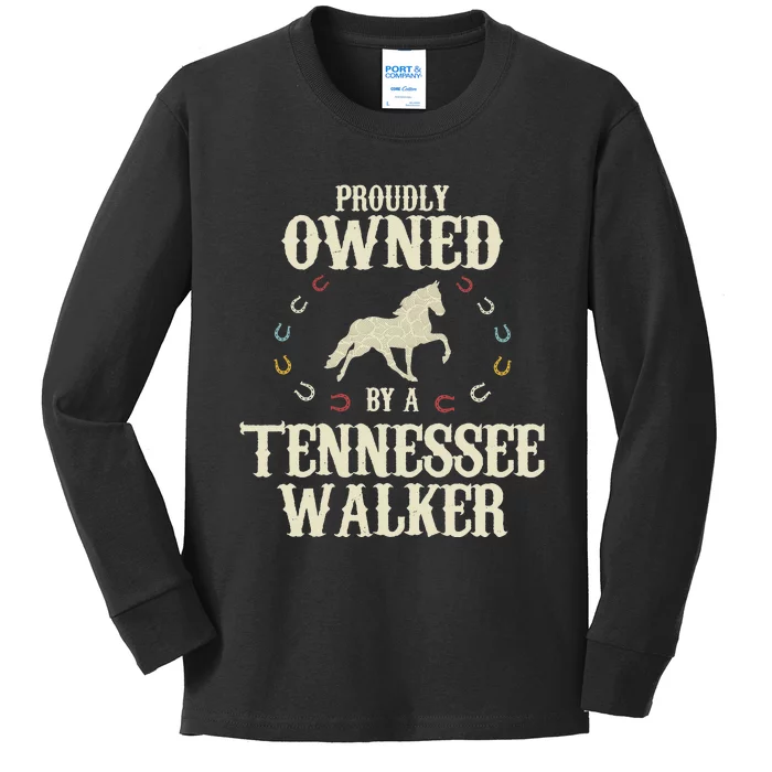 Proudly Owned By A Horse Father Mother Tennessee Walker Kids Long Sleeve Shirt