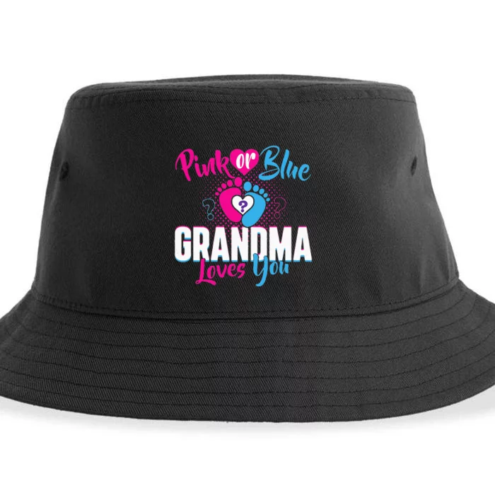 Pink Or Blue Grandma Loves You Gender Reveal Party Baby Sustainable Bucket Hat