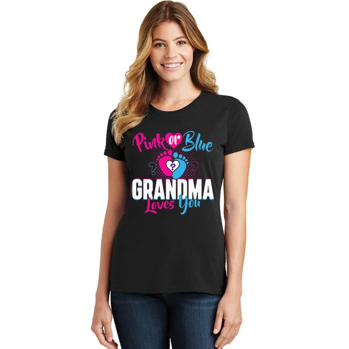 Pink Or Blue Grandma Loves You Gender Reveal Party Baby Women's T-Shirt