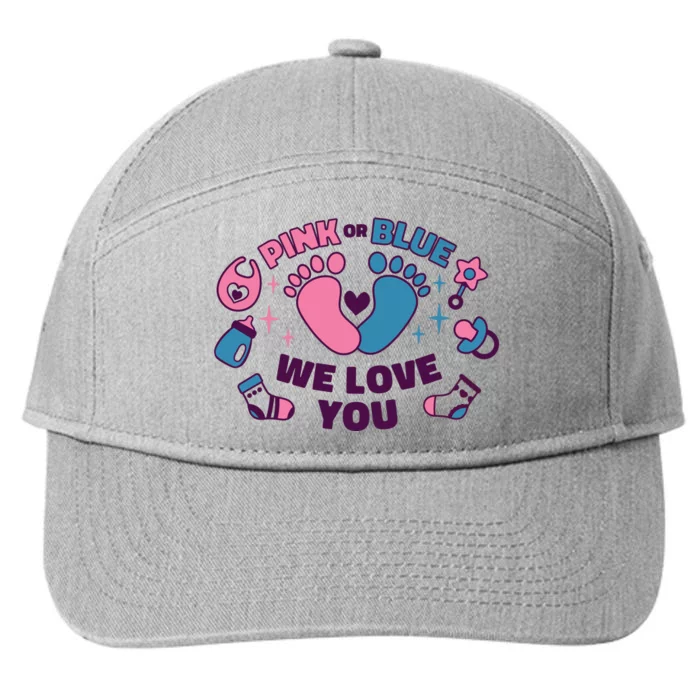 Pink Or Blue We Love You Pregnancy Reveal 7-Panel Snapback Hat