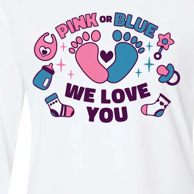 Pink Or Blue We Love You Pregnancy Reveal Womens Cotton Relaxed Long Sleeve T-Shirt