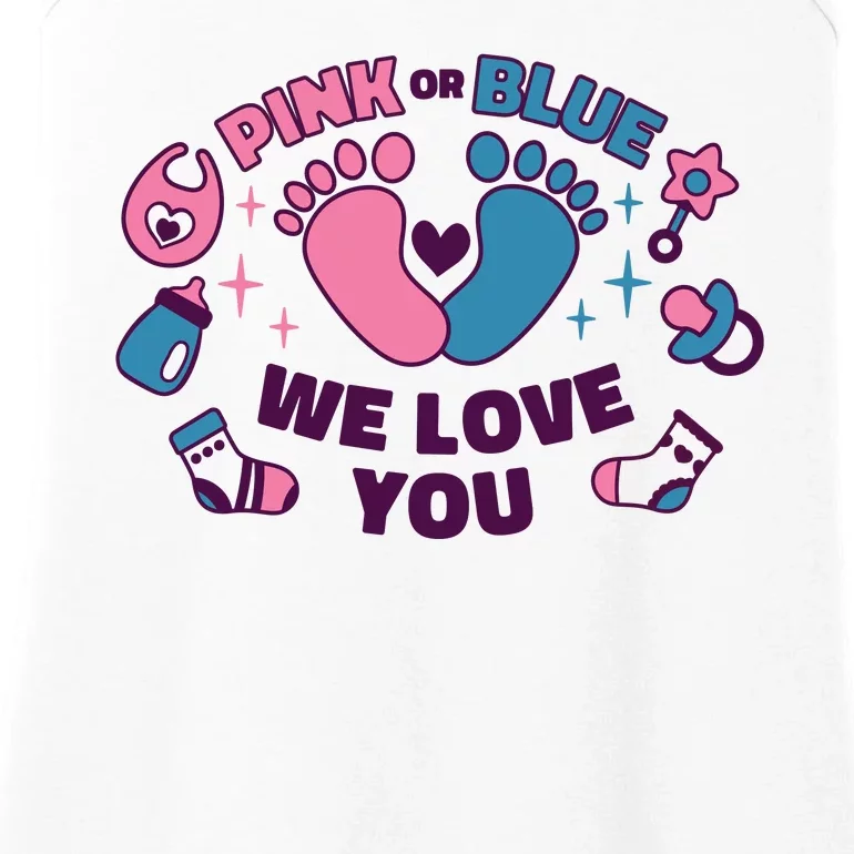 Pink Or Blue We Love You Pregnancy Reveal Ladies Essential Tank