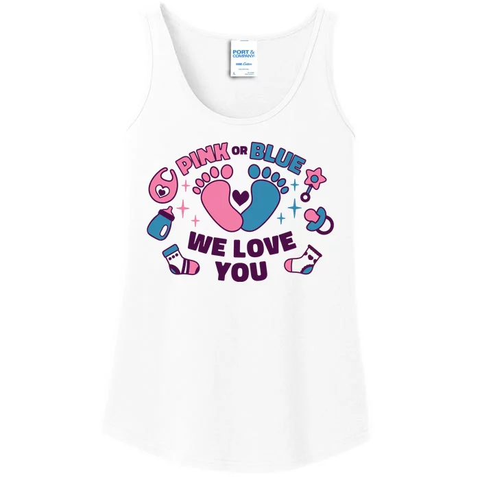 Pink Or Blue We Love You Pregnancy Reveal Ladies Essential Tank