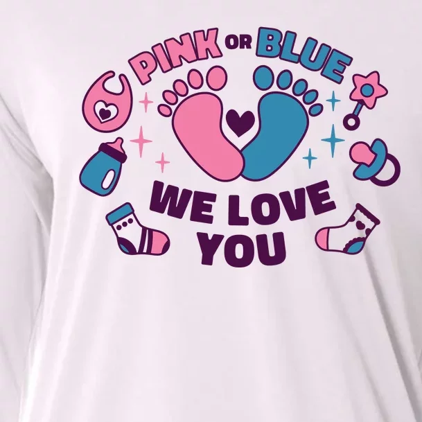 Pink Or Blue We Love You Pregnancy Reveal Cooling Performance Long Sleeve Crew