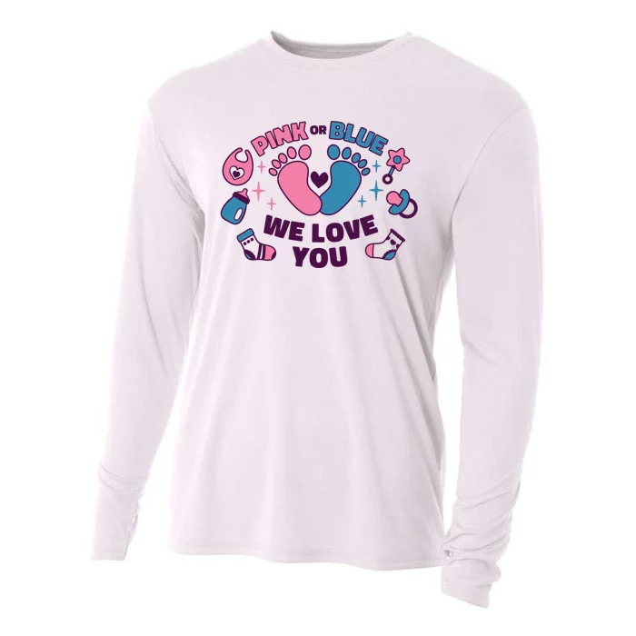 Pink Or Blue We Love You Pregnancy Reveal Cooling Performance Long Sleeve Crew