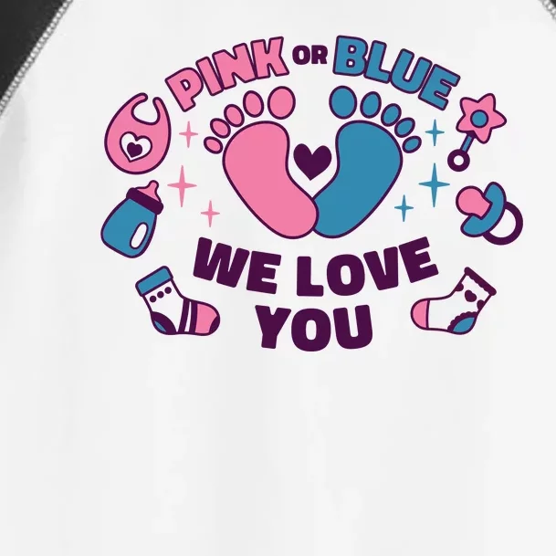 Pink Or Blue We Love You Pregnancy Reveal Toddler Fine Jersey T-Shirt