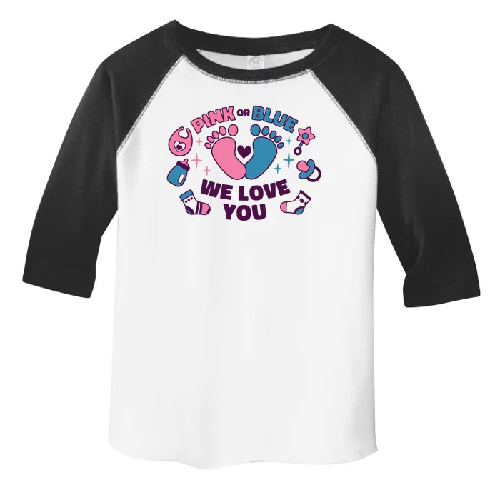 Pink Or Blue We Love You Pregnancy Reveal Toddler Fine Jersey T-Shirt