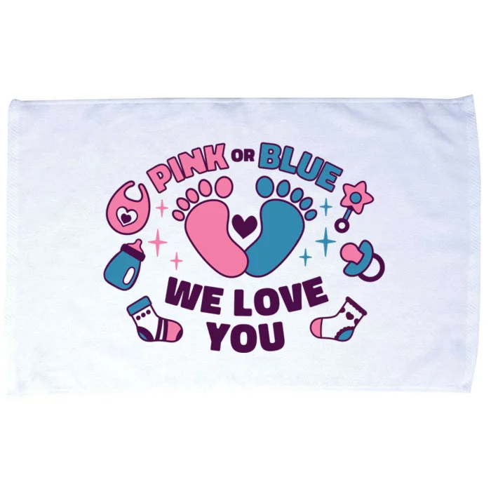 Pink Or Blue We Love You Pregnancy Reveal Microfiber Hand Towel