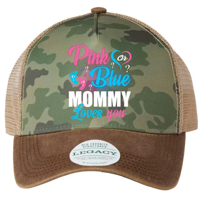 Pink Or Blue Mommy Loves You Gender Baby Reveal Party Legacy Tie Dye Trucker Hat