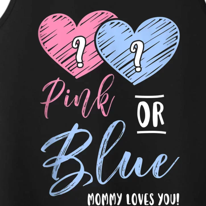 Pink Or Blue Mommy Loves You Gift Gender Reveal Tank Top Performance Tank