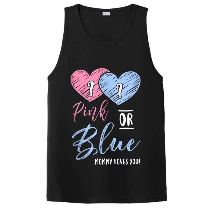 Pink Or Blue Mommy Loves You Gift Gender Reveal Tank Top Performance Tank