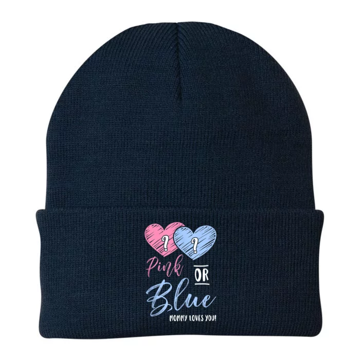 Pink Or Blue Mommy Loves You Gift Gender Reveal Tank Top Knit Cap Winter Beanie