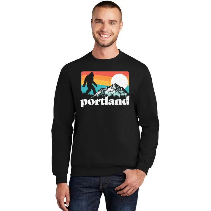 Portland Oregon Bigfoot & Mountains Outdoors Tall Sweatshirt