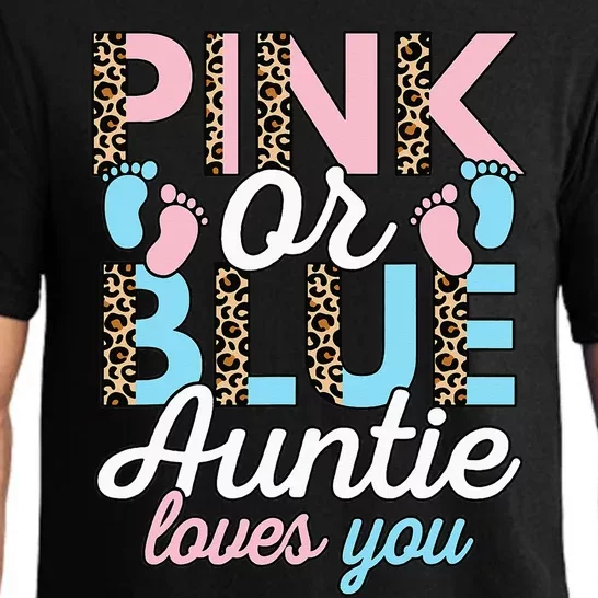 Pink Or Blue Auntie Loves You Gender Reveal Baby Shower Aunt Pajama Set