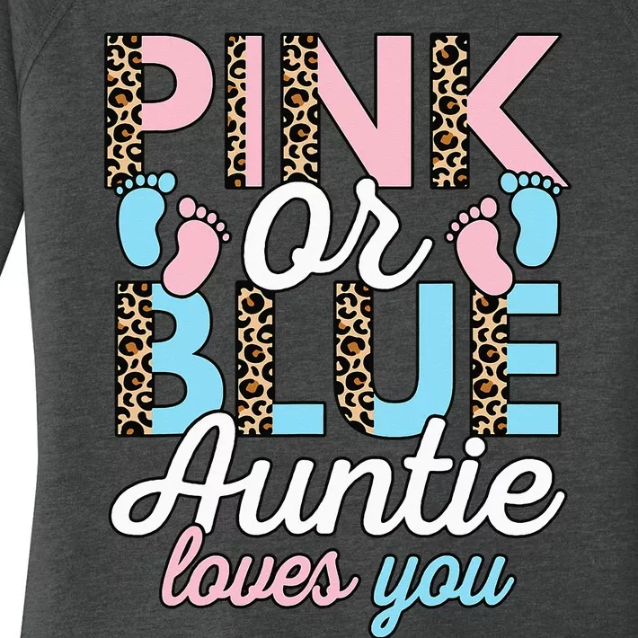 Pink Or Blue Auntie Loves You Gender Reveal Baby Shower Aunt Women's Perfect Tri Tunic Long Sleeve Shirt