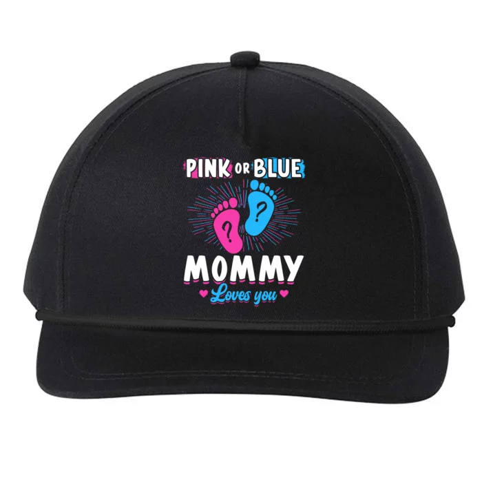 Pink Or Blue Mommy Loves You Gender Reveal Baby Gift Snapback Five-Panel Rope Hat