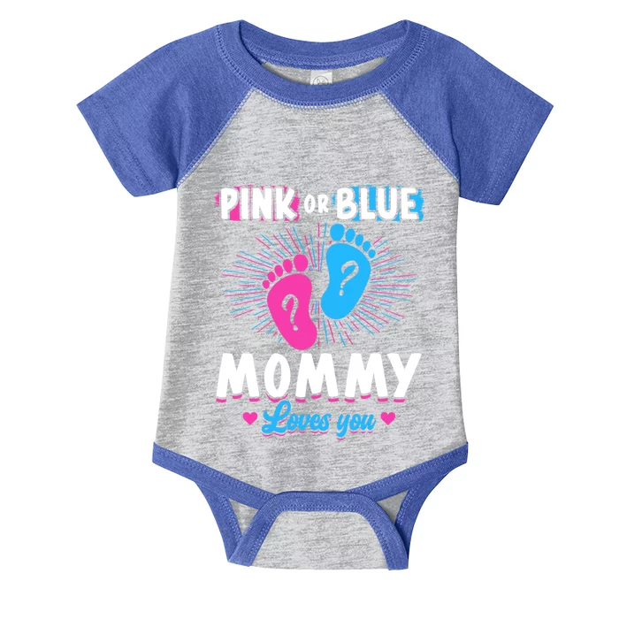 Pink Or Blue Mommy Loves You Gender Reveal Baby Gift Infant Baby Jersey Bodysuit