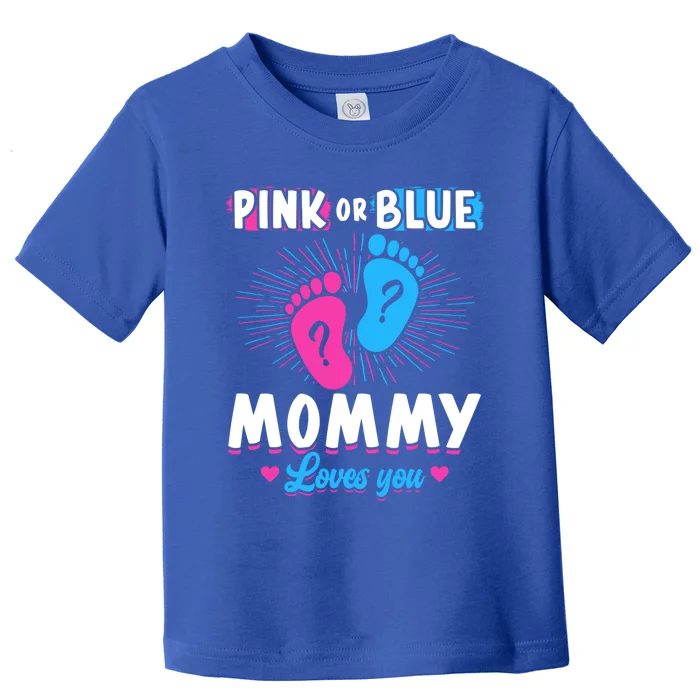 Pink Or Blue Mommy Loves You Gender Reveal Baby Gift Toddler T-Shirt