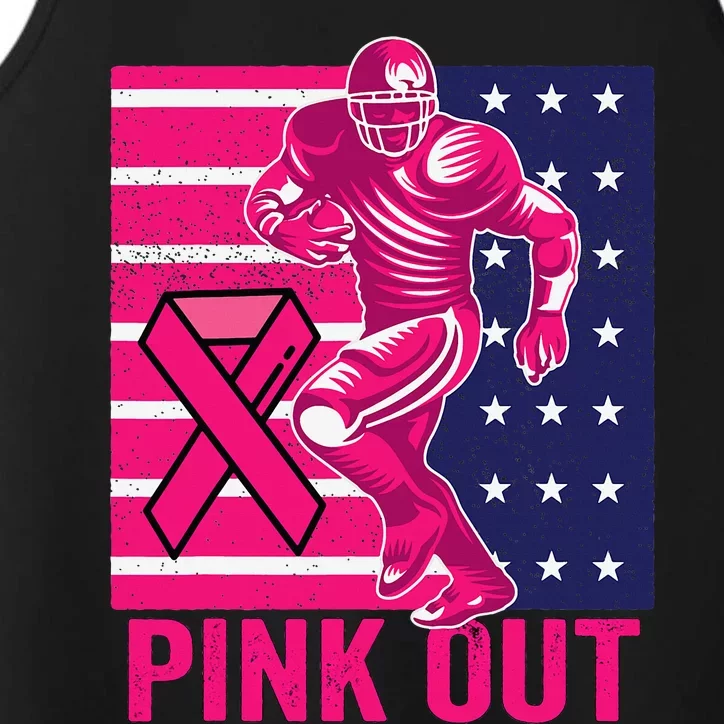 Pink Out Breast Cancer Awareness Football Breast Cancer Performance Tank