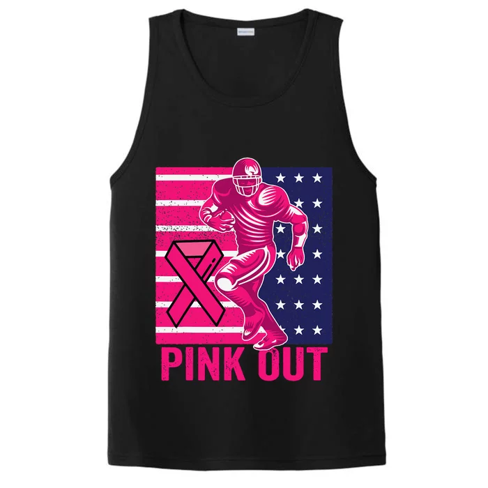 Pink Out Breast Cancer Awareness Football Breast Cancer Performance Tank