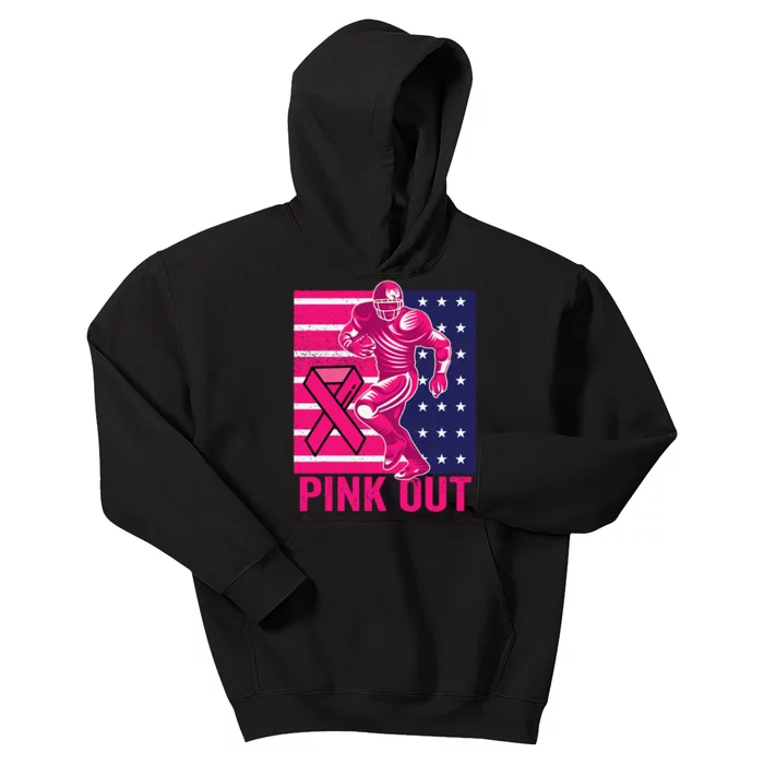 Pink Out Breast Cancer Awareness Football Breast Cancer Kids Hoodie