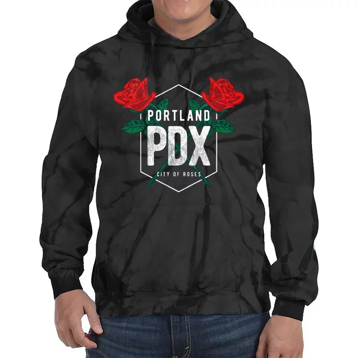 Portland Oregon Badge Pdx Portland Squad Pacific Wonderland Tie Dye Hoodie