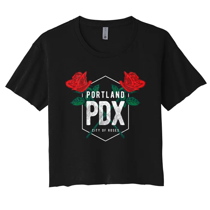 Portland Oregon Badge Pdx Portland Squad Pacific Wonderland Women's Crop Top Tee