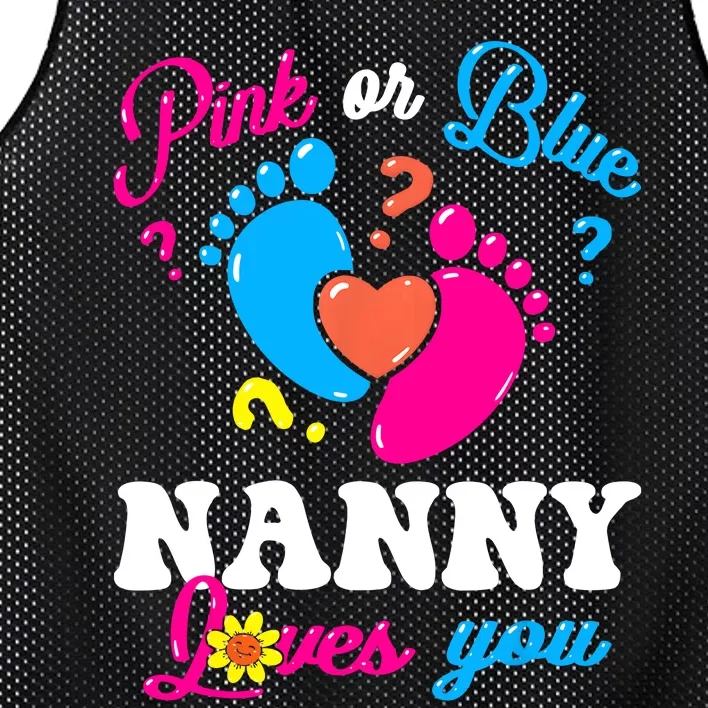 Pink Or Blue Nanny Loves You Baby Gender Reveal Women Mesh Reversible Basketball Jersey Tank