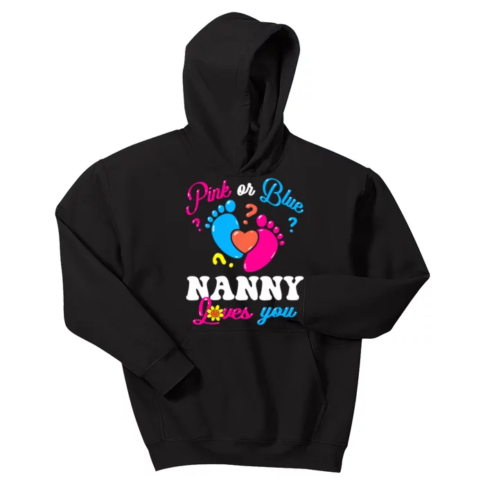 Pink Or Blue Nanny Loves You Baby Gender Reveal Women Kids Hoodie