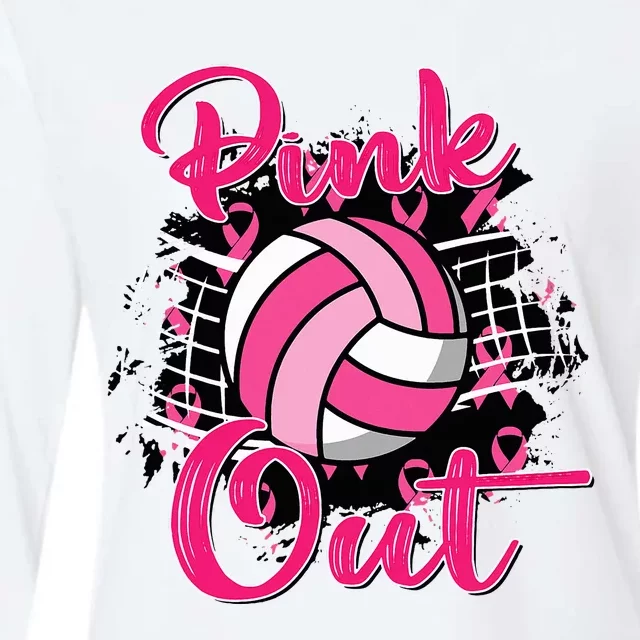 P.I.N.K. Out Breast Cancer Awareness Volleyball Womens Cotton Relaxed Long Sleeve T-Shirt