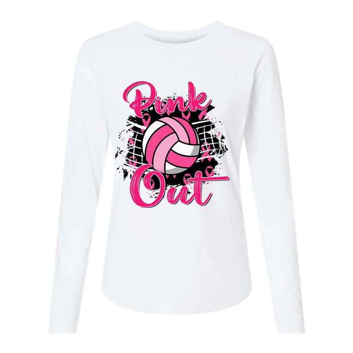 P.I.N.K. Out Breast Cancer Awareness Volleyball Womens Cotton Relaxed Long Sleeve T-Shirt