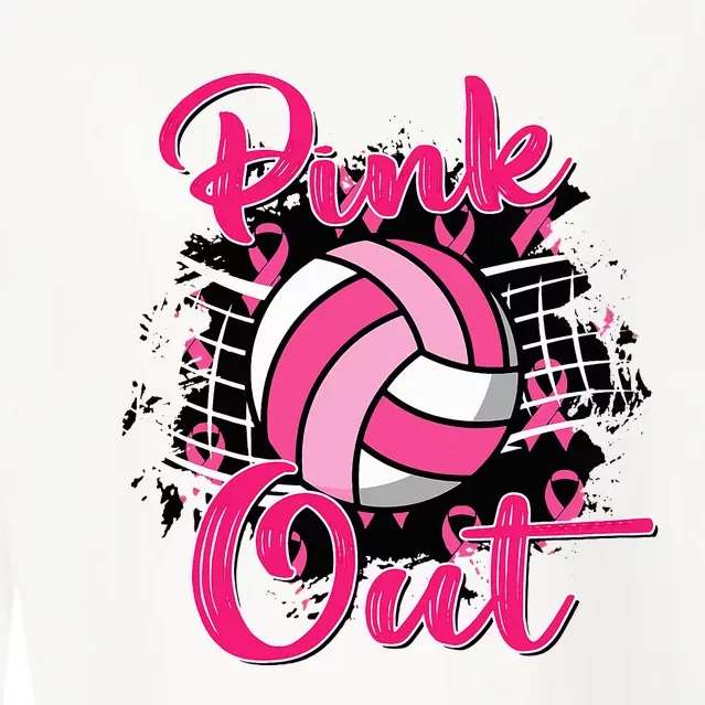 P.I.N.K. Out Breast Cancer Awareness Volleyball Cropped Pullover Crew