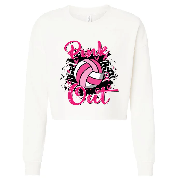 P.I.N.K. Out Breast Cancer Awareness Volleyball Cropped Pullover Crew